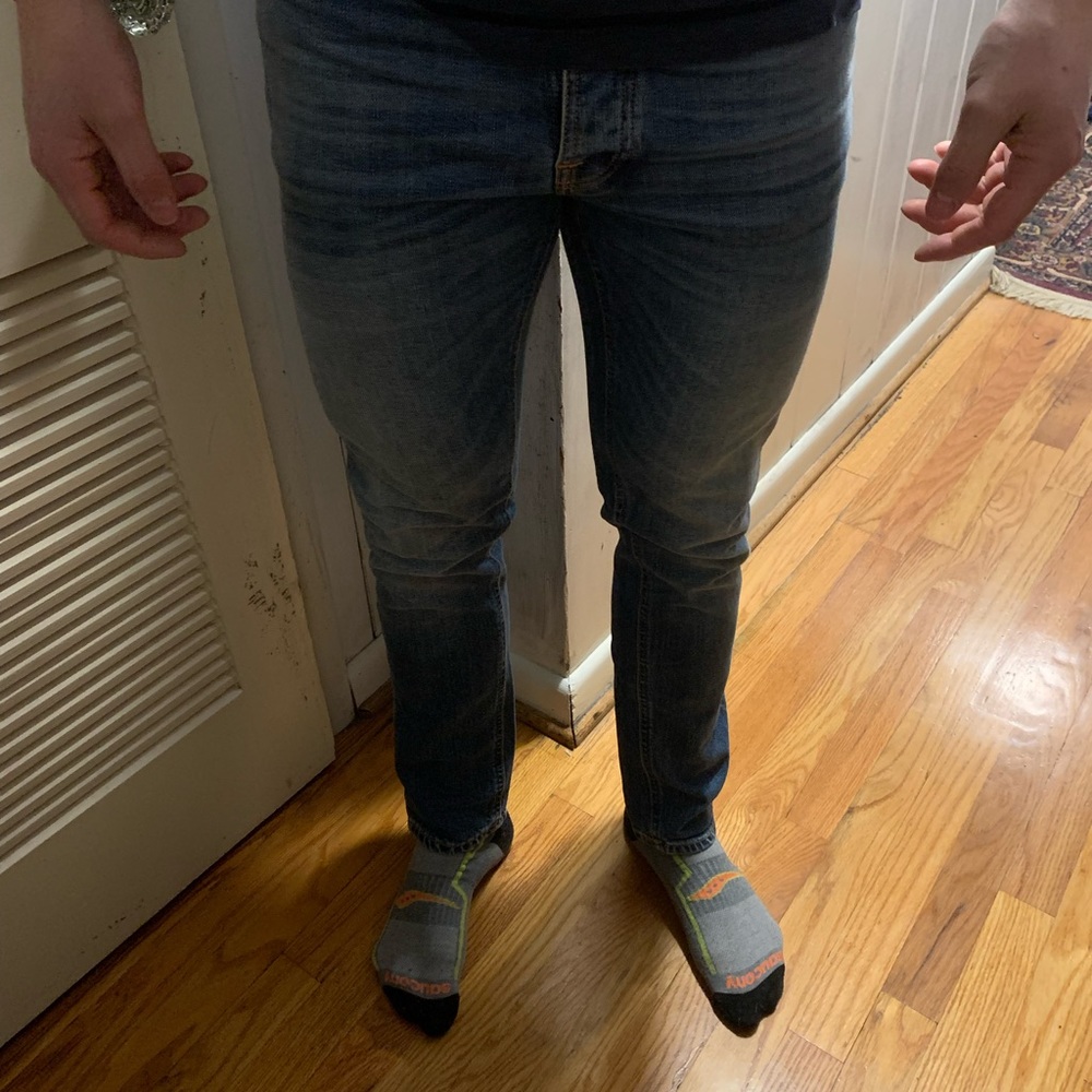 Nudie Jeans. Like new, without the tags. No stains, signs of wear, or fraying.